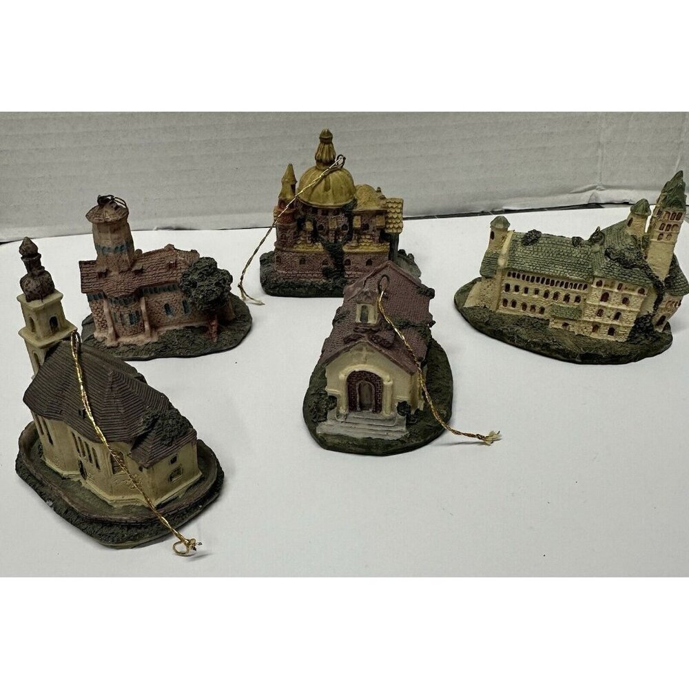 Set of 5 Resin Church Ornaments Religious Vintage
